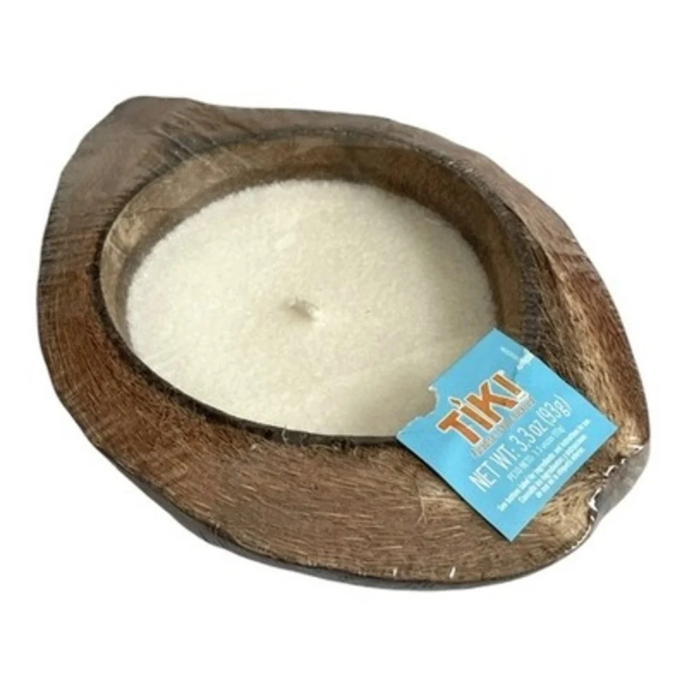 TIKI Brand Paradise Backyard Large Coconut Shell Candle 3.3oz Indonesia NEW